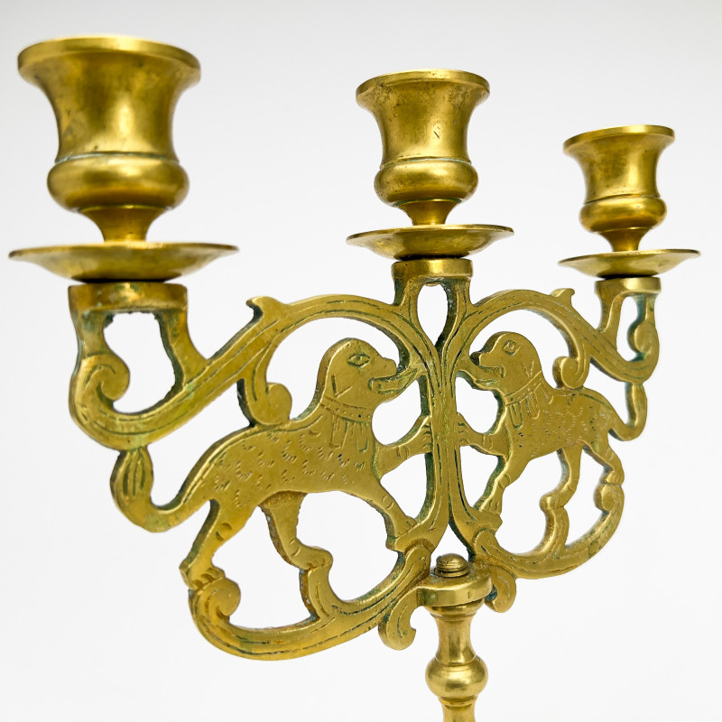 Brass Candlesticks and Candelabra, Group of 5