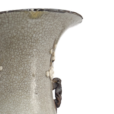 A Pair of Chinese Crackle Glazed Baluster Vases