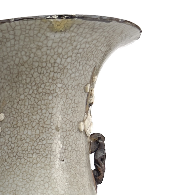 A Pair of Chinese Crackle Glazed Baluster Vases