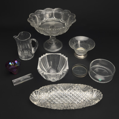 Image for Lot Glass Compote and Additional Glass Decor, Group of 9