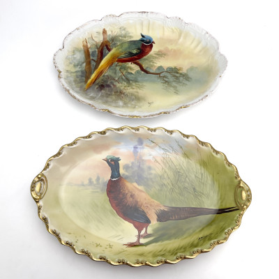 Limoges Bird Plates and Platters, Group of 14