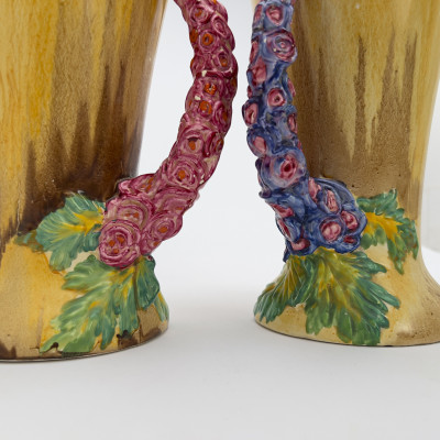 Clarice Cliff - Pair of Bizarre Pitchers in "My Garden"