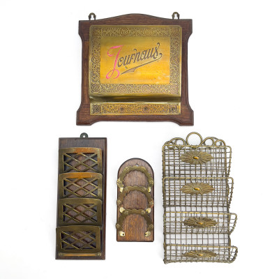 Image for Lot Newspaper Rack & Letter Holders, Group of 4