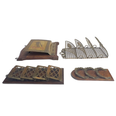 Newspaper Rack &amp; Letter Holders, Group of 4