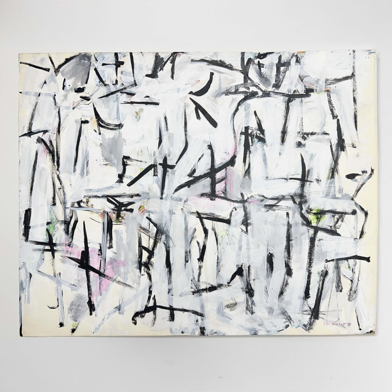 Michael Loew - Untitled (Abstract in Black, White, and Pink)