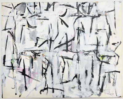 Michael Loew - Untitled (Abstract in Black, White, and Pink)
