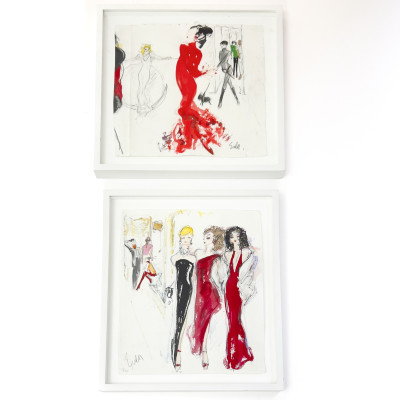 Image for Lot Joe Eula - Backstage the Show, Two Drawings