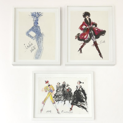 Image for Lot Joe Eula - From Yves Saint Laurent's Final Couture Show, Three Drawings