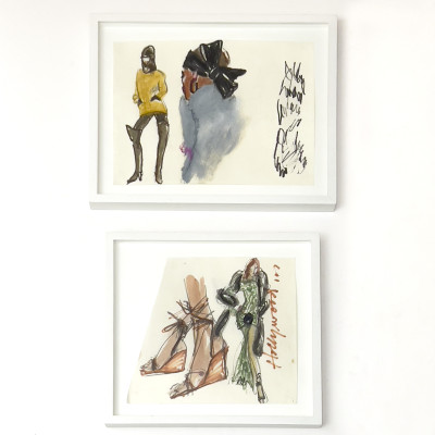 Image for Lot Joe Eula - Two Drawings, Including Scenes from Yves Saint Laurent's Final Couture Show