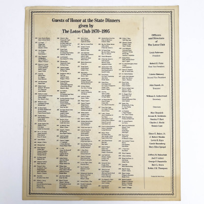 Lotos Club State Dinner Menu, Signed by Joe DiMaggio