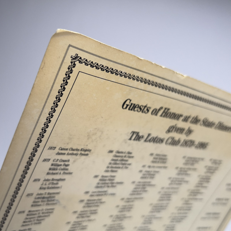 Lotos Club State Dinner Menu, Signed by Joe DiMaggio
