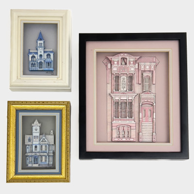 Image for Lot Chris Hobbs - Cut Paper Victorian Building Dioramas, Group of 3