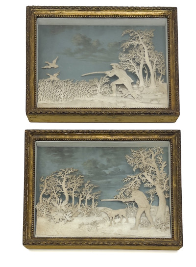 Image for Lot Two 19th Century Cut Paper Sporting Scene Dioramas