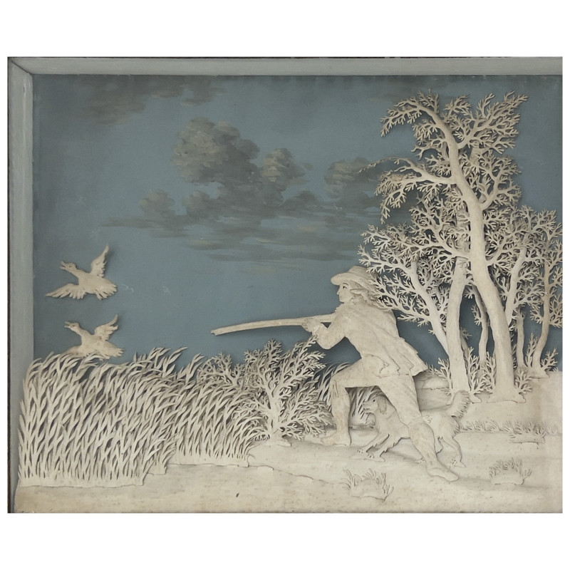 Two 19th Century Cut Paper Sporting Scene Dioramas