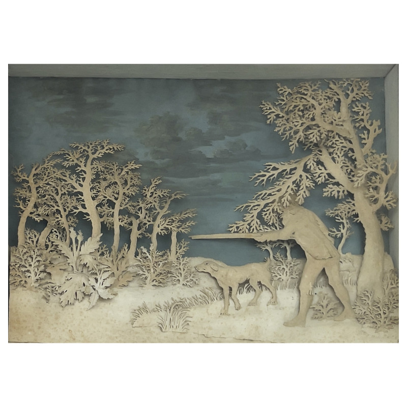 Two 19th Century Cut Paper Sporting Scene Dioramas