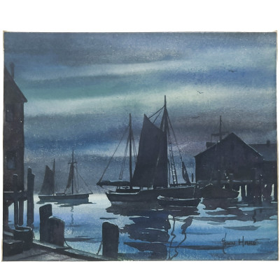 Image for Lot John Hare - Harbor Moonlight, Provincetown