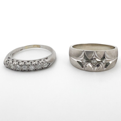 Two White Gold and Diamond Rings