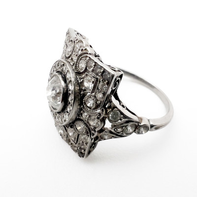 Diamond and Platinum Cocktail Ring