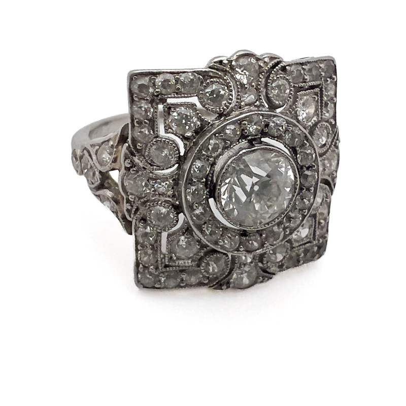 Diamond and Platinum Cocktail Ring