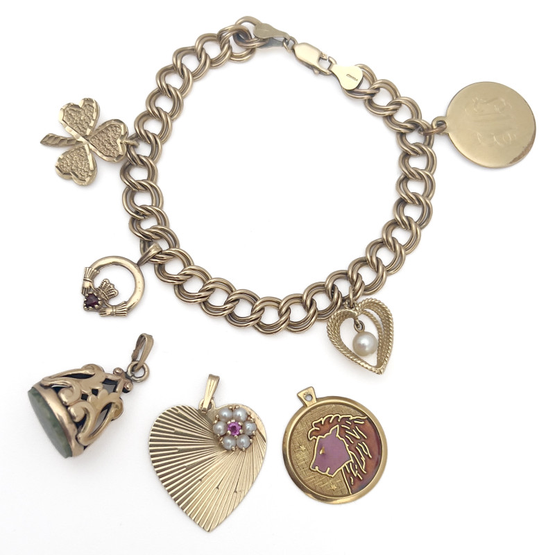 Charm Bracelet with 2 Gold Charms