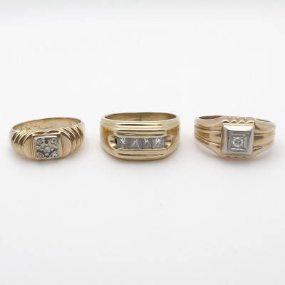 Three Gold and Diamond Rings