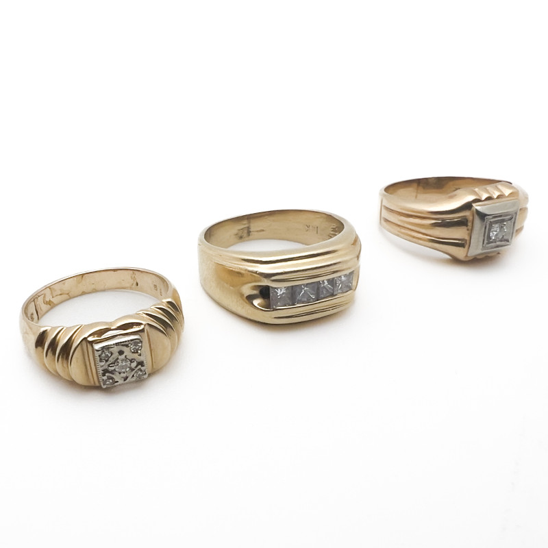 Three Gold and Diamond Rings