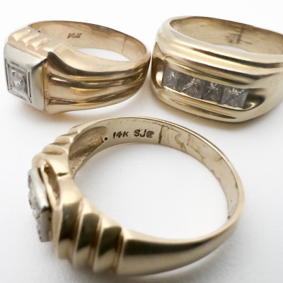 Three Gold and Diamond Rings