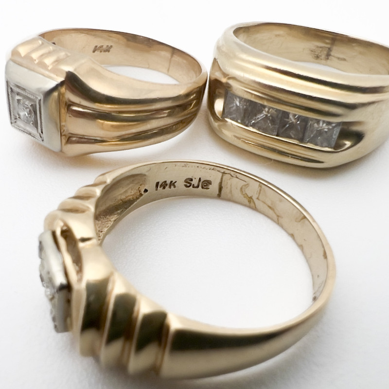 Three Gold and Diamond Rings