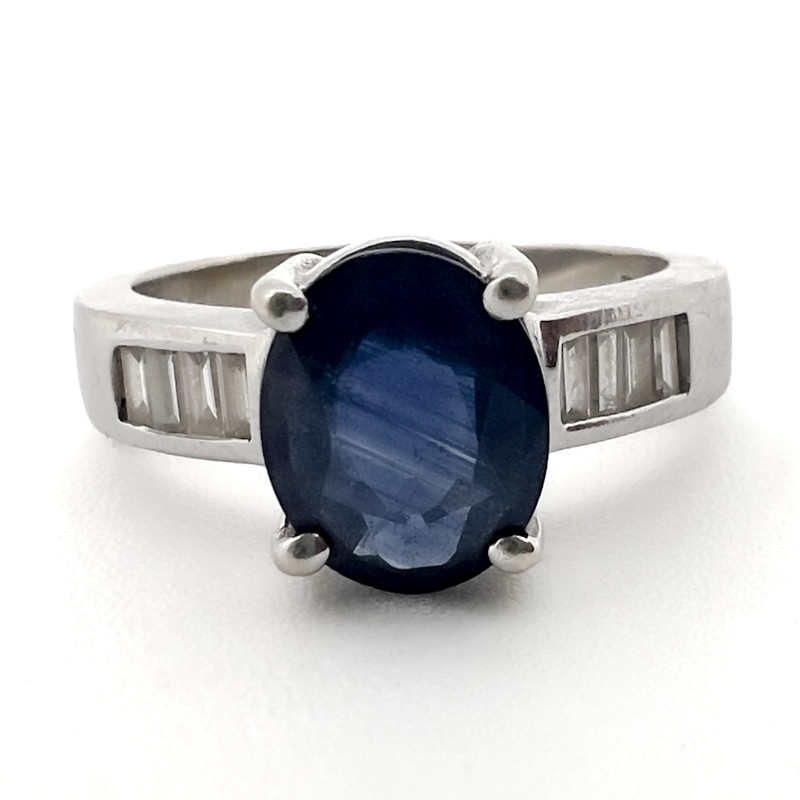 Sapphire and Diamond White Gold Ring