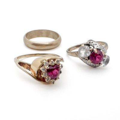 Three Gold Rings, Two Set With Gems