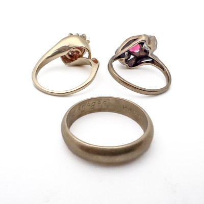 Three Gold Rings, Two Set With Gems