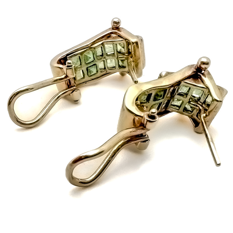 Gold and Emerald Belt Buckle Earrings
