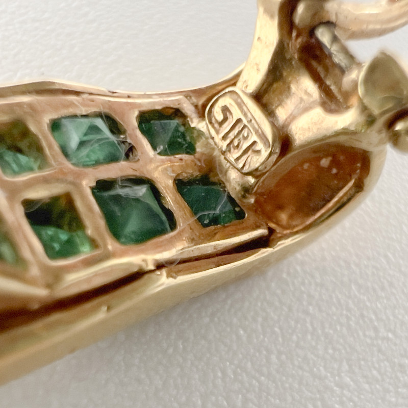 Gold and Emerald Belt Buckle Earrings