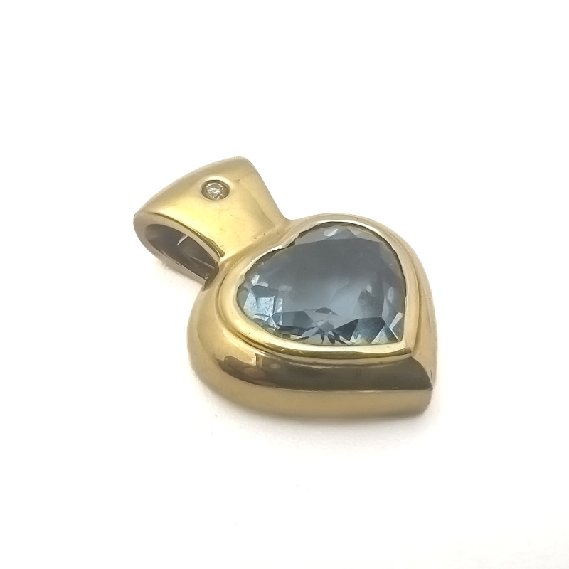 Movado - Gold Pendant with Blue Topaz with Diamond