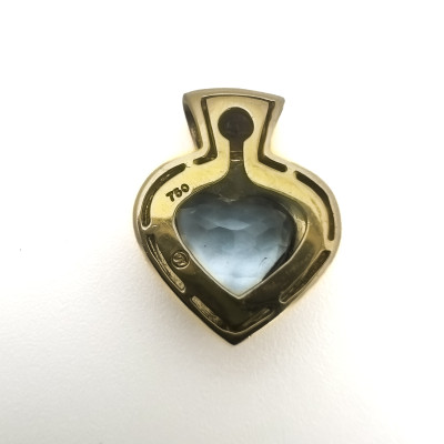 Movado - Gold Pendant with Blue Topaz with Diamond