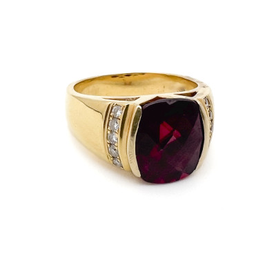 Image for Lot Movado - Gold and Rhodolite Cocktail Ring