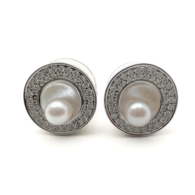 Movado - White Gold Earrings Diamonds Pearls