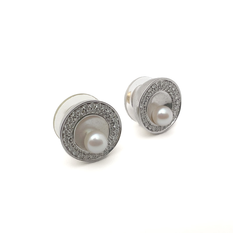 Movado - White Gold Earrings Diamonds Pearls