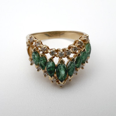 Effy Jewelry - Emerald and Diamond Chevron Cocktail Ring