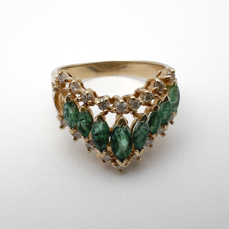 Effy Jewelry - Emerald and Diamond Chevron Cocktail Ring