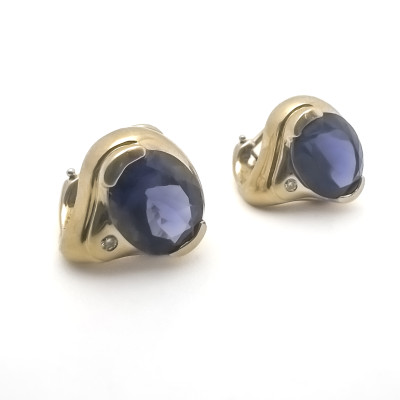 Image for Lot Movado - Gold Earrings with Amethyst Diamond