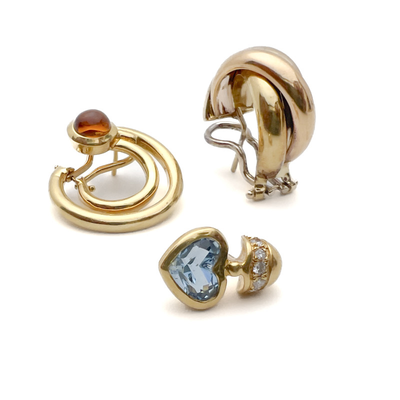Movado - Gold Earring Group, Three Singles