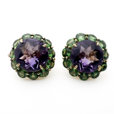 Image for Lot Paolo Costagli - Gold Amethyst Tsavorite Earrings