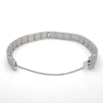 Art Deco Style Pave Diamond Link Gold Bracelet