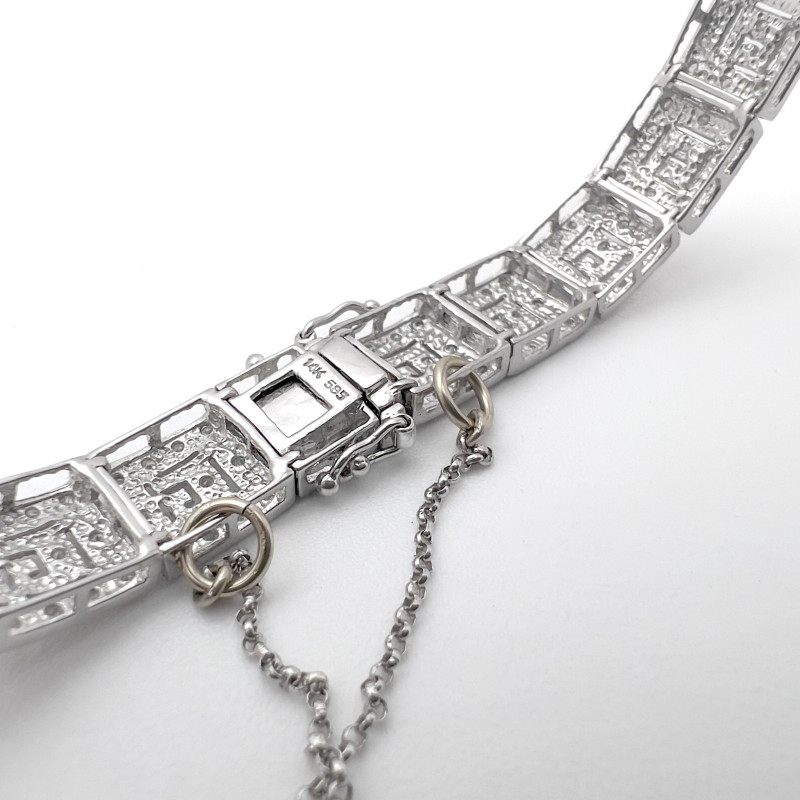 Art Deco Style Pave Diamond Link Gold Bracelet