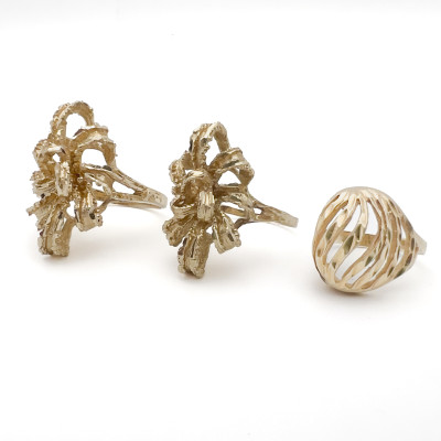 Image for Lot Three Sculptural Gold Rings