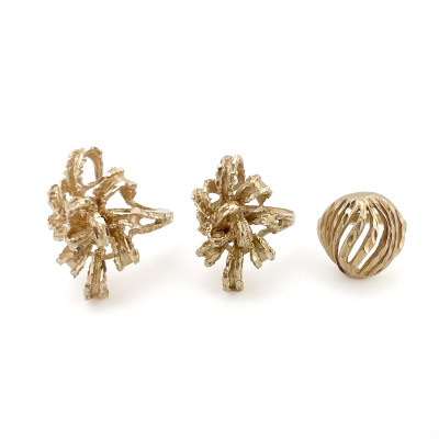 Three Sculptural Gold Rings