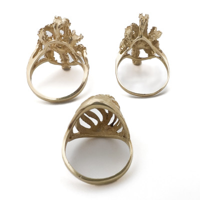Three Sculptural Gold Rings