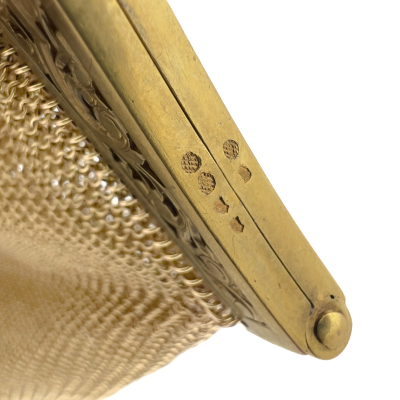 Belle Époque Gold Evening Mesh Bag with Sapphires and Diamonds