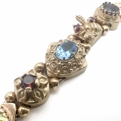 Gem Stone and Pearl Gold Bracelet